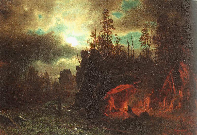 Albert Bierstadt The Trappers Camp Spain oil painting art